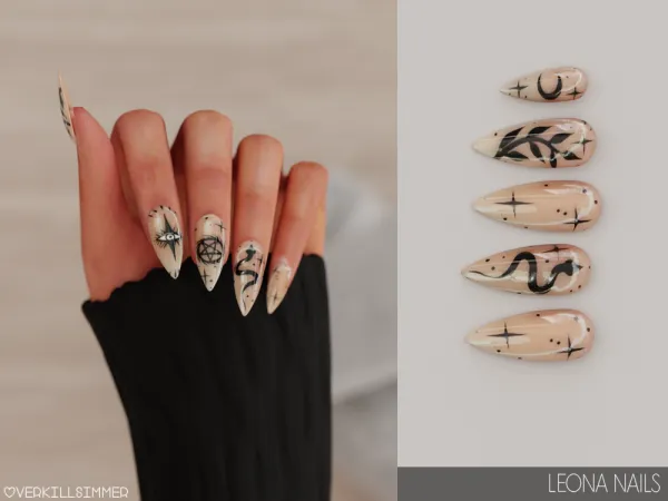 Alpha Leona nails by overkillsimmer - The Sims 4 Custom Content