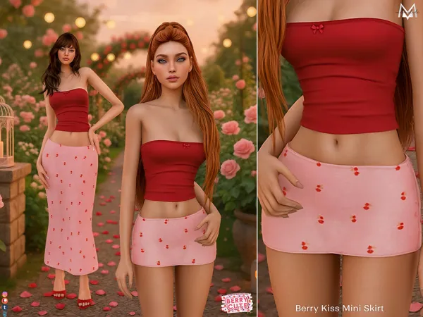 Mix Berry Kiss Mini Skirt MC618 by mermalade - The Sims 4 Custom Content