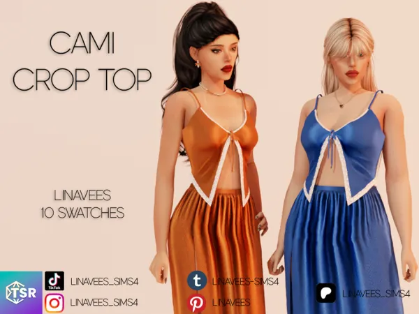 Alpha ELISA SILK SET (TOP) by thesimsresource - The Sims 4 Custom Content