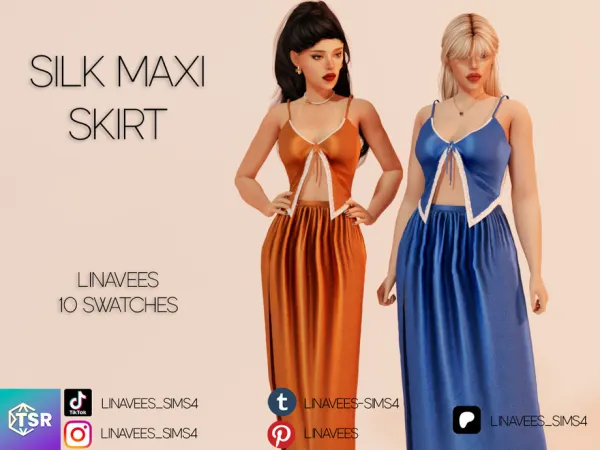 Alpha ELISA SILK SET (SKIRT) by thesimsresource - The Sims 4 Custom Content
