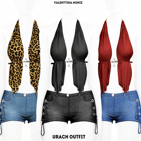 Mix Urach Outfit Valenttina Muniz Y2k Style Top Vintage shorts by valentinamuniz - The Sims 4 Custom Content