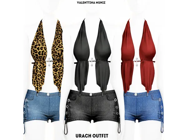 Mix Urach Outfit Valenttina Muniz Y2k Style Top Vintage shorts - The Sims 4 Custom Content