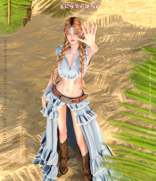 Alpha [SUNBERRY] 2547 GIFT SET Vintage Outfit dress by simsfinds - The Sims 4 Custom Content