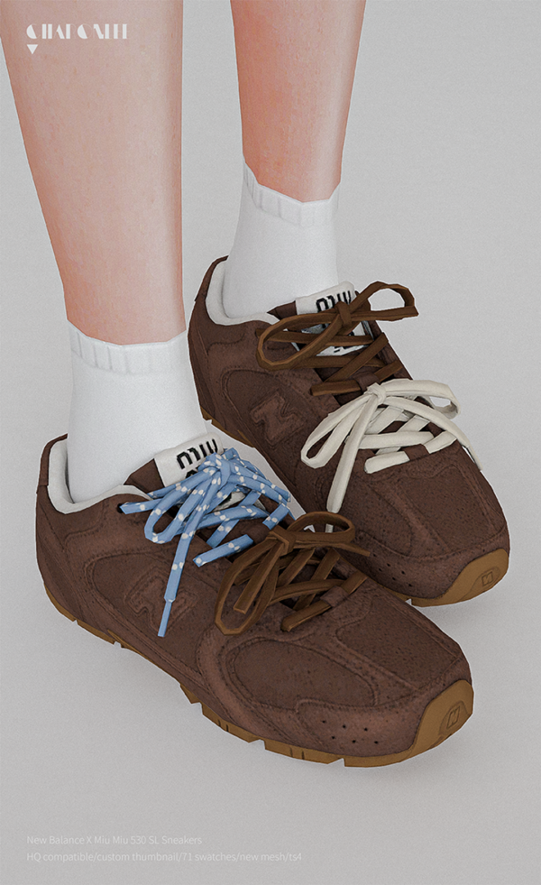 Alpha New Balance X Miu Miu 530 SL Sneakers by simsfinds - The Sims 4 Custom Content
