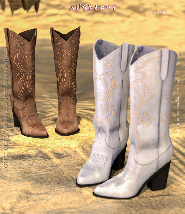 Alpha [SUNBERRY] 2547 GIFT SET Vintage Outfit shoes by simsfinds - The Sims 4 Custom Content