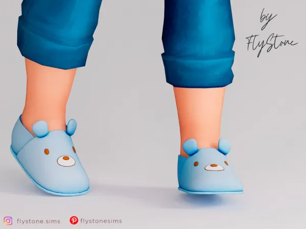 Maxis Match Toddler Soft Flats With A Bear Face by FlyStone - The Sims 4 Custom Content
