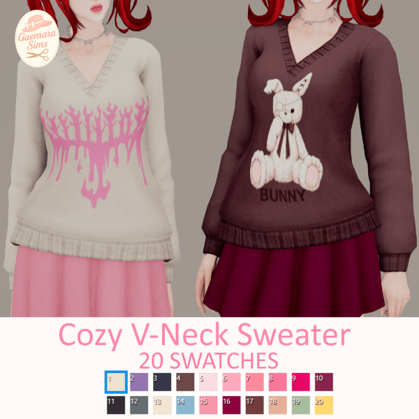 Maxis Match Cozy V Neck Sweater by simsfinds - The Sims 4 Custom Content