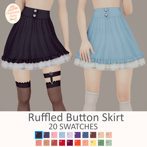 Maxis Match Ruffled Button Skirt by simsfinds - The Sims 4 Custom Content
