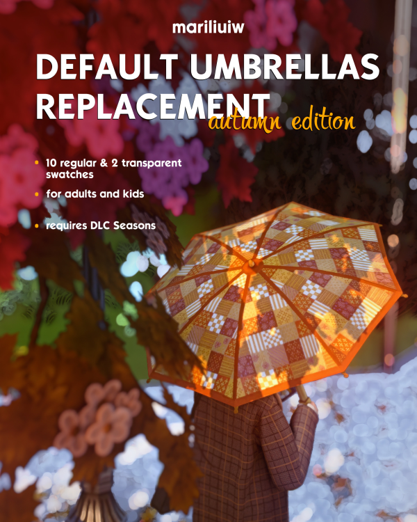 Maxis Match DEFAULT umbrellas replacement autumn edition by simsfinds - The Sims 4 Custom Content