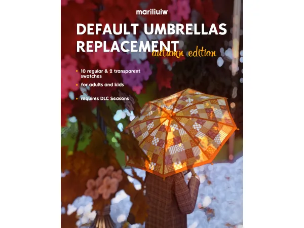 Maxis Match DEFAULT umbrellas replacement autumn edition by mariliuiw_ts4 - The Sims 4 Custom Content