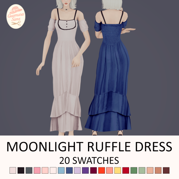Maxis Match Moonlight Ruffle Dress by simsfinds - The Sims 4 Custom Content