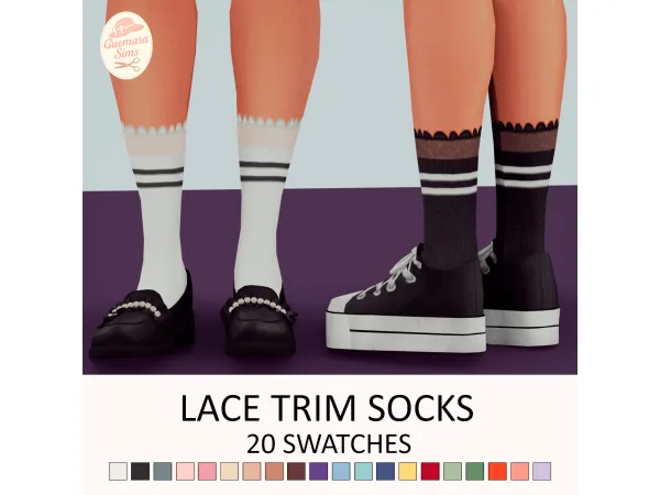 Maxis Match Lace Trim Socks by Guemara - The Sims 4 Custom Content