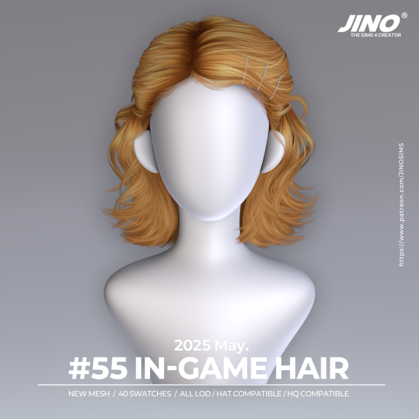 Alpha [JINO] HAIR N55 by simsfinds - The Sims 4 Custom Content