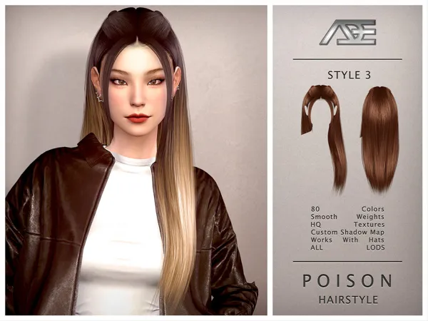 Alpha Poison Style 3 (Hairstyle) - The Sims 4 Custom Content