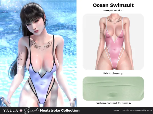 Alpha YALLA Ocean Swimsuit Sample - The Sims 4 Custom Content