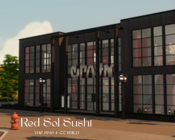 Mix Red Sol Sushi Restaurant by simsfinds - The Sims 4 Custom Content