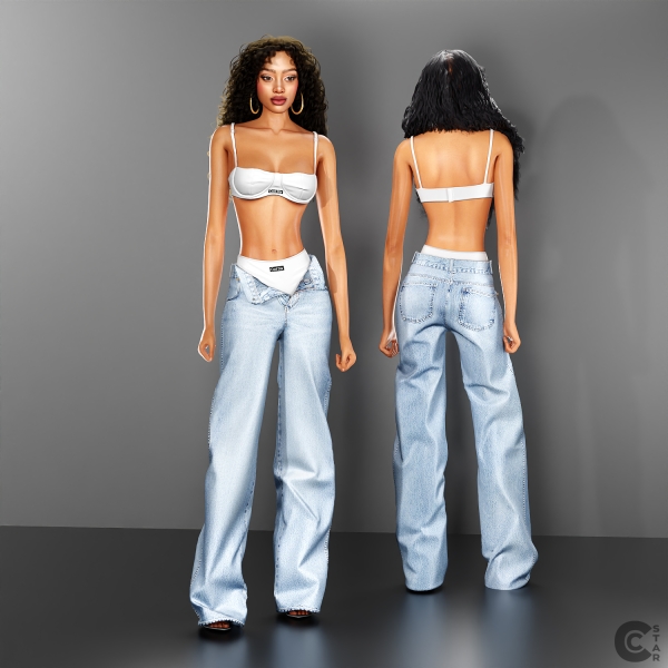 Alpha Unbuttoned High Rise Jeans cool_content_star by cool_content_star - The Sims 4 Custom Content