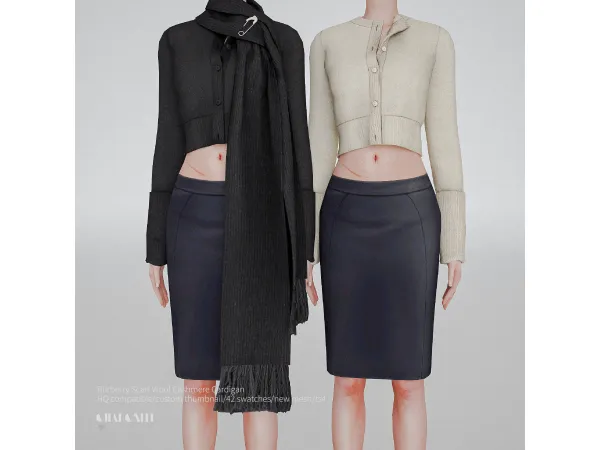 Mix Burberry Scarf Wool Cashmere Cardigan by charonlee - The Sims 4 Custom Content