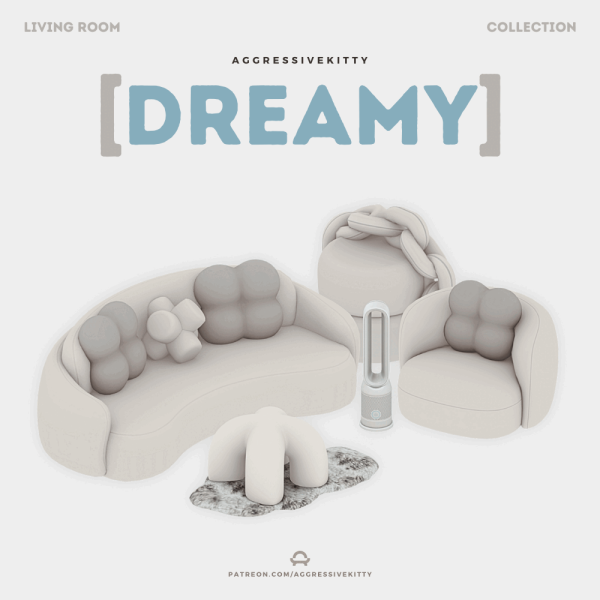 Maxis Match AGGRESSIVEKITTY DREAMY LIVING FURNITURE SET by simsfinds - The Sims 4 Custom Content