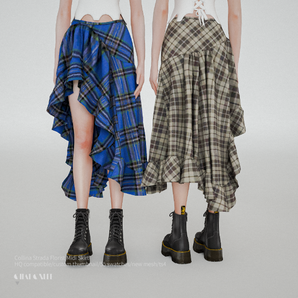 Alpha Collina Strada Florist Midi Skirt by simsfinds - The Sims 4 Custom Content