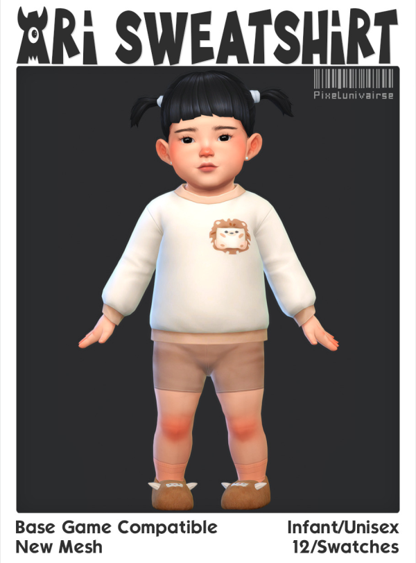 Maxis Match Ari Sweatshirt by simsfinds - The Sims 4 Custom Content