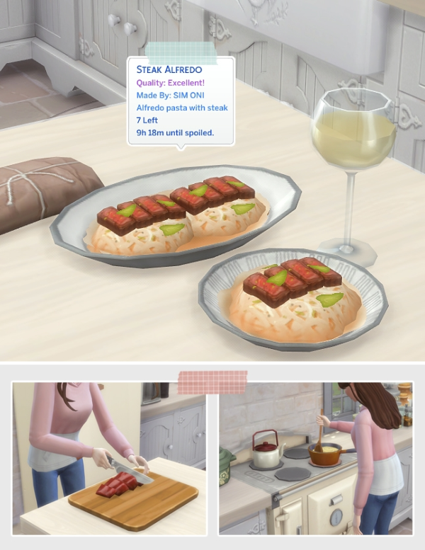 Maxis Match August 2021 Recipe_Steak Alfredo by simsfinds - The Sims 4 Custom Content