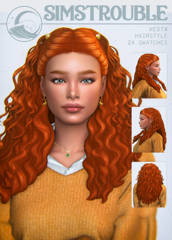 Maxis Match Vesta Hairstyle (3 Versions) by simsfinds - The Sims 4 Custom Content