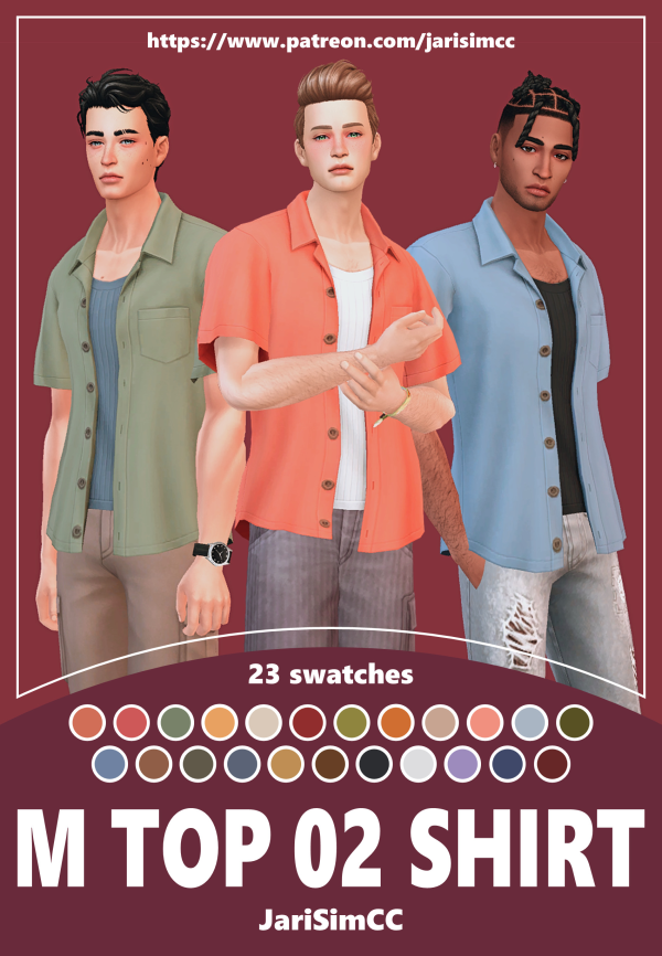 Maxis Match JariSimCC Male Top 02 Shirt by simsfinds - The Sims 4 Custom Content