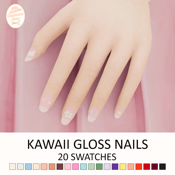 Maxis Match Kawaii Gloss Nails by simsfinds - The Sims 4 Custom Content