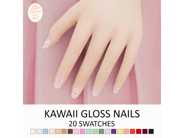 Maxis Match Kawaii Gloss Nails by Guemara - The Sims 4 Custom Content