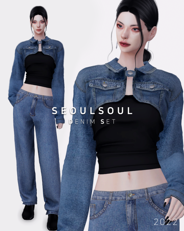 Alpha Denim Set by simsfinds - The Sims 4 Custom Content