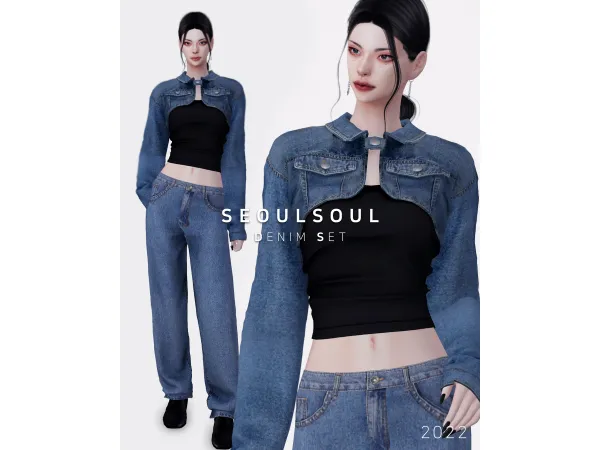 Alpha Denim Set by SEOULSOUL - The Sims 4 Custom Content