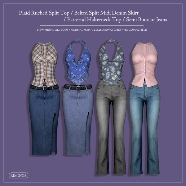 Alpha [RIMINGS] Plaid Ruched Split by simsfinds - The Sims 4 Custom Content