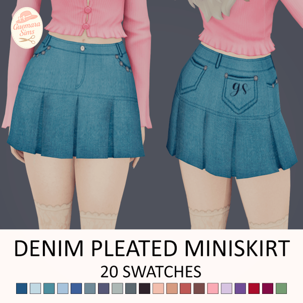 Maxis Match Denim Pleated Miniskirt by simsfinds - The Sims 4 Custom Content