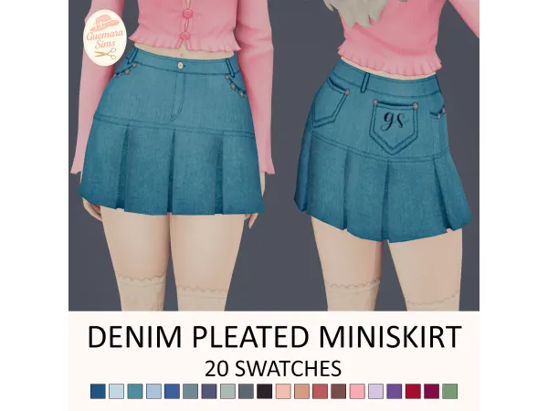 Denim Pleated Miniskirt By Guemara