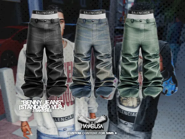 Alpha HAYABUSA Benny Jeans (Standard Version) by decayed - The Sims 4 Custom Content