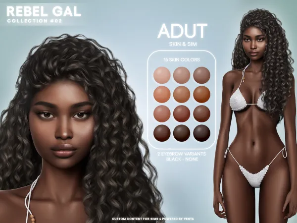 Alpha Rebel Gal Adut Skin (Gift) by bergdorfsims - The Sims 4 Custom Content
