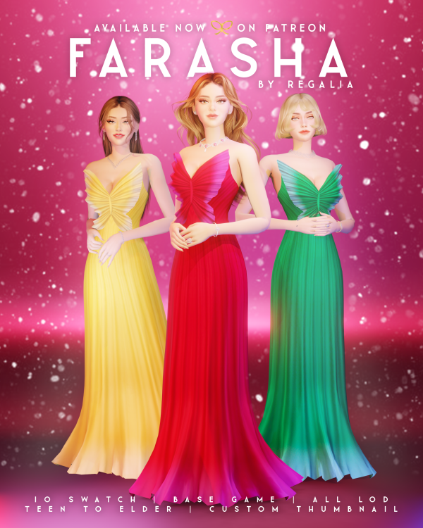 Mix FARASHA DRESS by simsfinds - The Sims 4 Custom Content