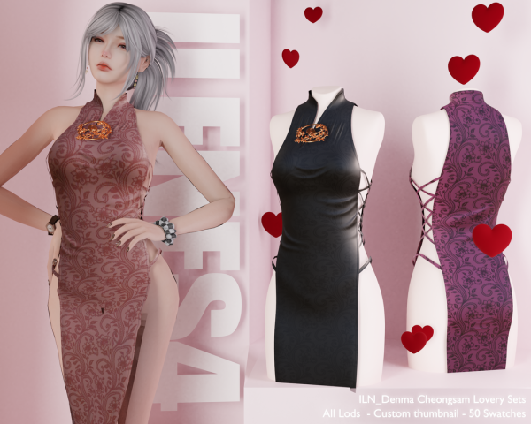Alpha ILN Denma Cheongsam Set by ilenes4 - The Sims 4 Custom Content