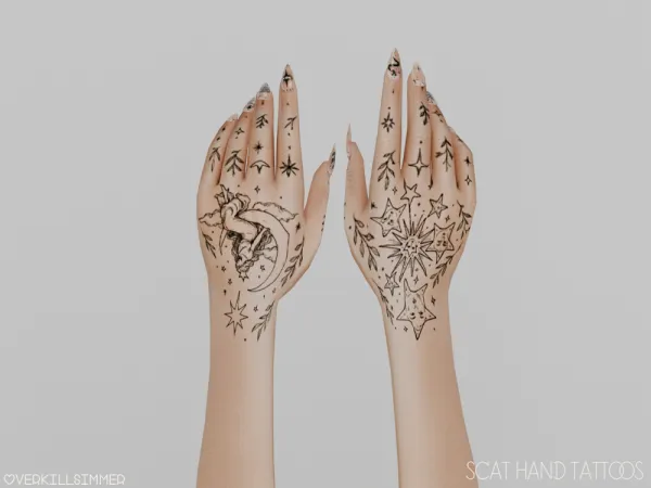 Mix SCat hand tattoos by overkillsimmer - The Sims 4 Custom Content