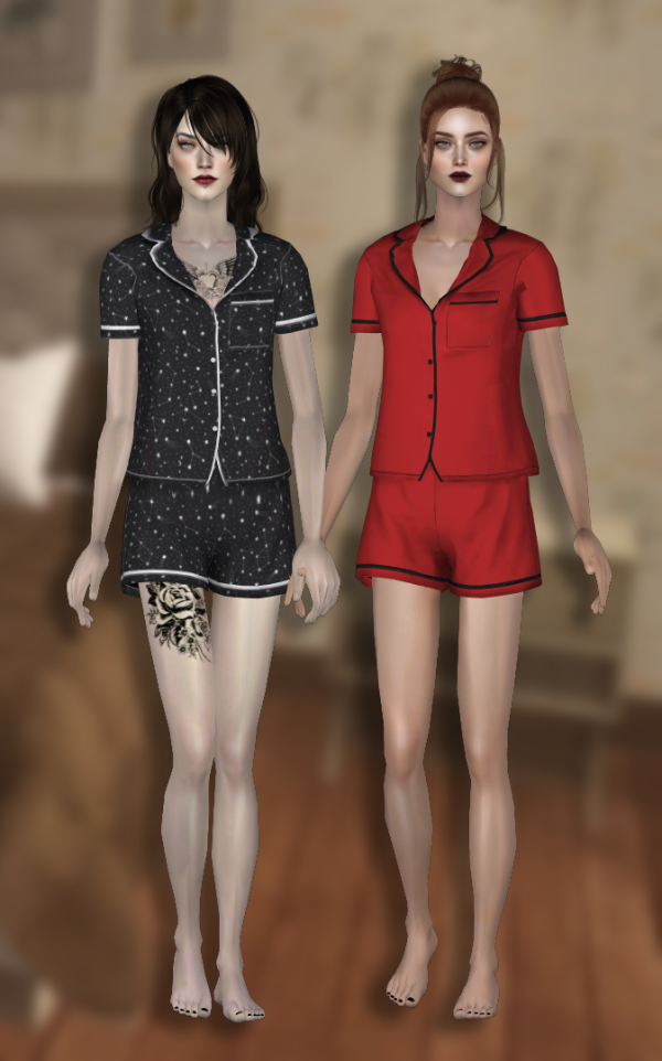 4t2 Elliesimple Two Piece Pajamas by simsfinds - The Sims 2 Custom Content