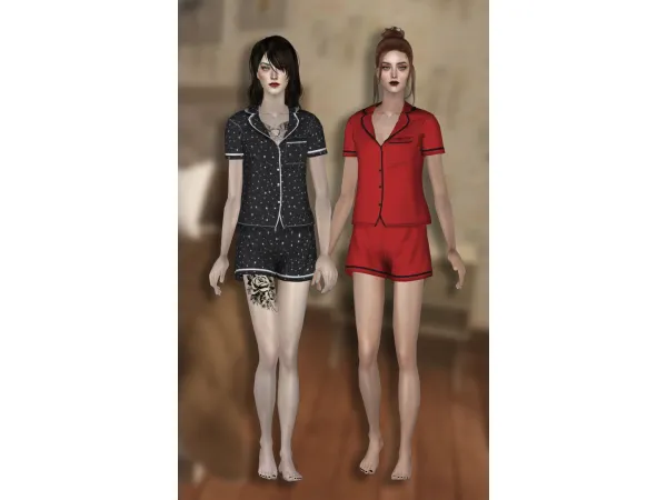 4t2 Elliesimple Two Piece Pajamas by fakebloood - The Sims 2 Custom Content