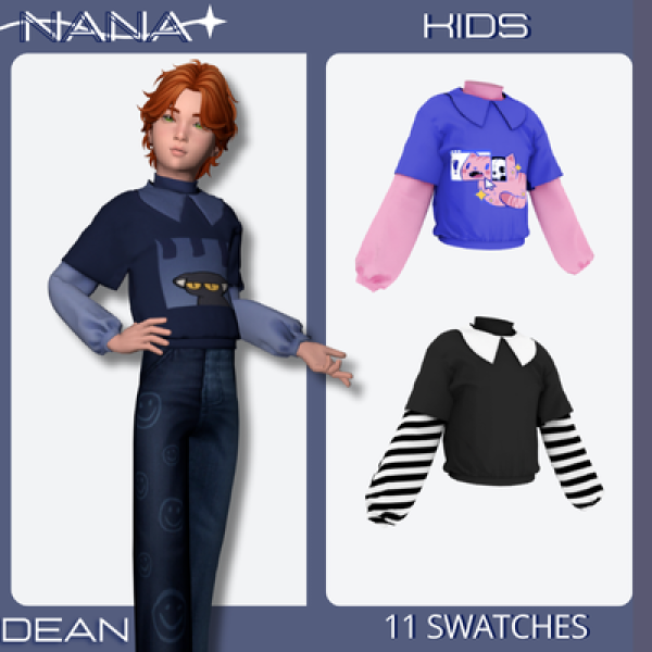 Mix 7NANA (Dean) Blouse With Sweater Underneath by 7nana - The Sims 4 Custom Content