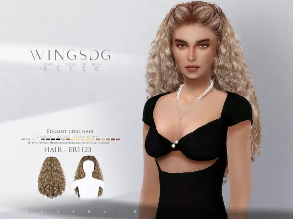 Alpha WINGS ER1123 Elegant curl hair by wingssims - The Sims 4 Custom Content