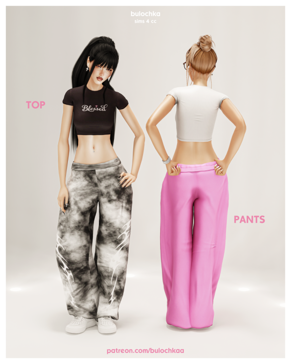 Alpha female t shirt pants by simsfinds - The Sims 4 Custom Content