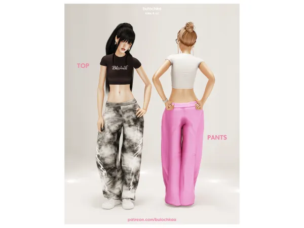 Alpha female t shirt pants by bulochkaa - The Sims 4 Custom Content