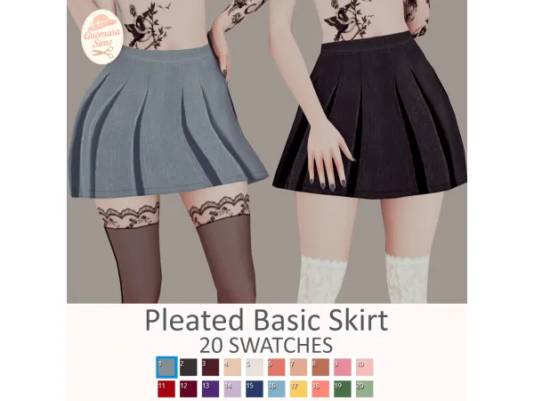Mix Pleated Basic Skirt by Guemara - The Sims 4 Custom Content