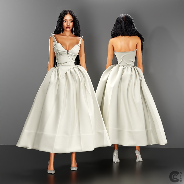Alpha Strapless Draped Tulle Gown cool_content_star by cool_content_star - The Sims 4 Custom Content