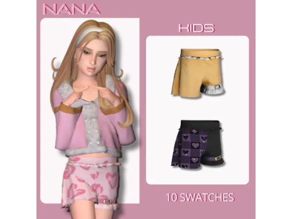 Maxis Match 7NANA Child Asymmetrical Shorts - The Sims 4 Custom Content
