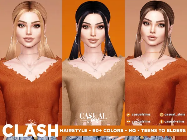 Alpha Clash Hairstyle With Frontal Strands by casualsims - The Sims 4 Custom Content